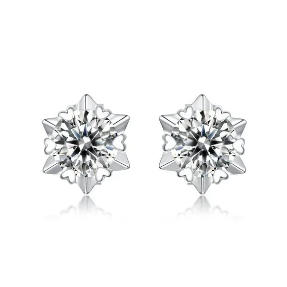 Certified 2ct. t.w. Moissanite Diamond Snowflake Stud Earrings NEW